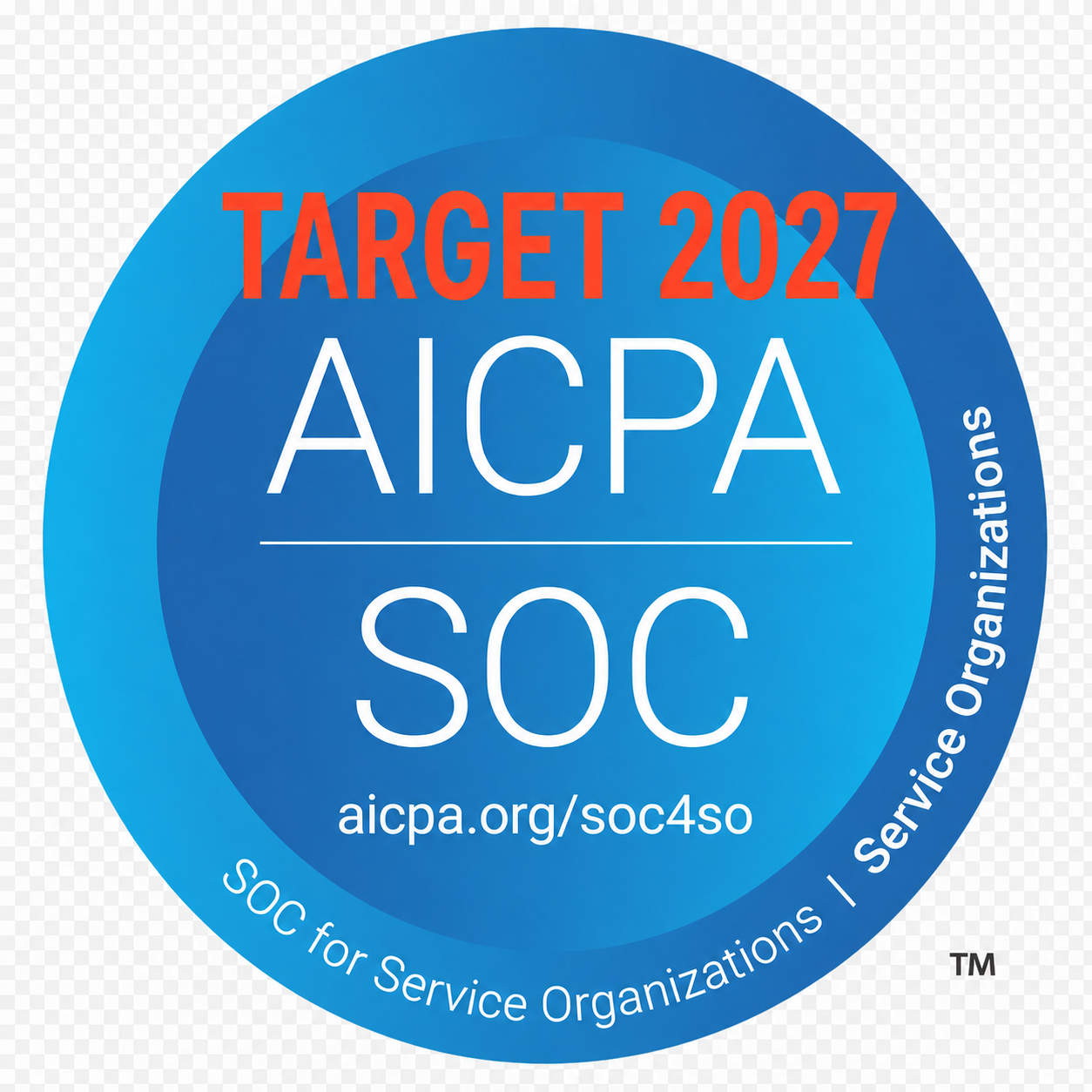 AICPA SOC for Service Organizations mark with Target 2027 overlay